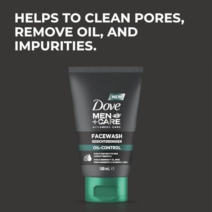 Dove Men+Care FACE CLEANSER OIL CONTROL  SKIN CARE MEN  PROTECTS, REDUCES SKIN SHINE & MINIMISES PORES WITHOUT GREASING, 1 X 100 ML - Image 3